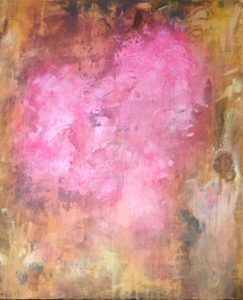 Rosa strandhjärta målning